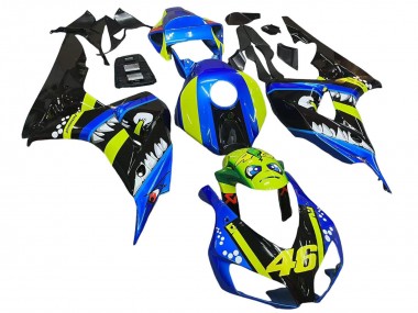 Carenados Moto Honda CBR1000RR 2006-2007 - Azul Fluorescent Verde Negro Brillante Tiburón 46