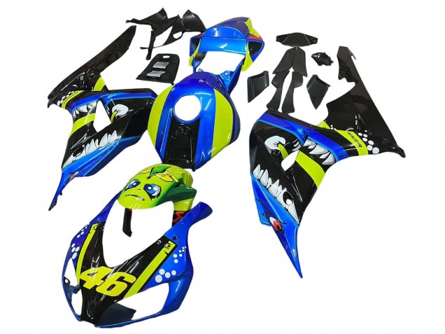 Carenados Moto Honda CBR1000RR 2006-2007 - Azul Fluorescent Verde Negro Brillante Tiburón 46