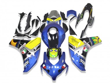 Carenados Moto Honda CBR1000RR 2008-2011 - Azul Amarillo Negro Brillante Tiburón