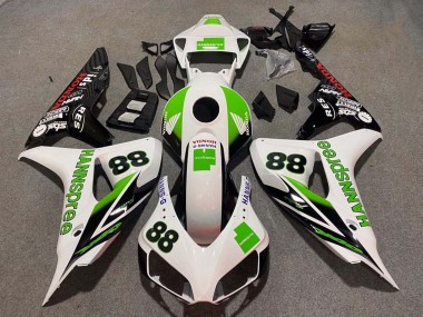 Carenados Moto Honda CBR1000RR 2006-2007 - Blanco Verde Negro Brillante Hannspree 88