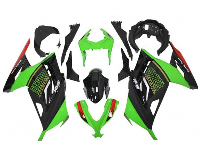 Carenados Moto Kawasaki Ninja 300 EX300R 2013-2024 - Verde Rojo Negro Honeycomb