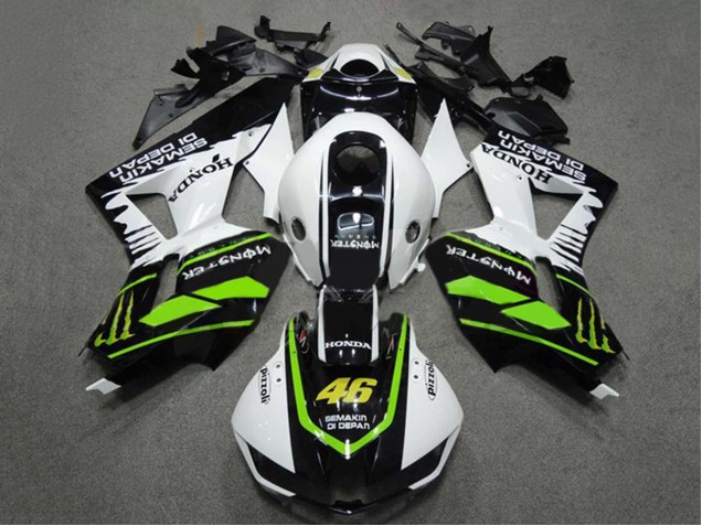 Carenados Moto Honda CBR600RR 2009-2012 - Blanco Verde Negro Brillante Semakin Didepan Monstruo 46