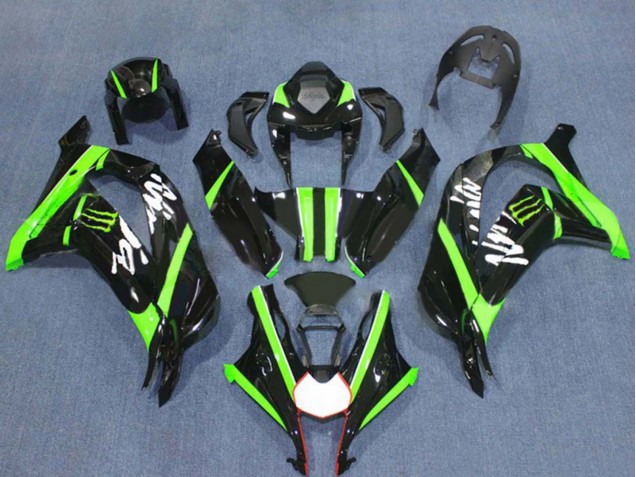 Carenados Moto Kawasaki ZX10R 2016-2020 - Negro Brillante Verde Monstruo