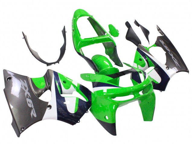 Carenados Moto Kawasaki ZX6R 1998-1999 - Verde Blanco Azul Oscuro Plata