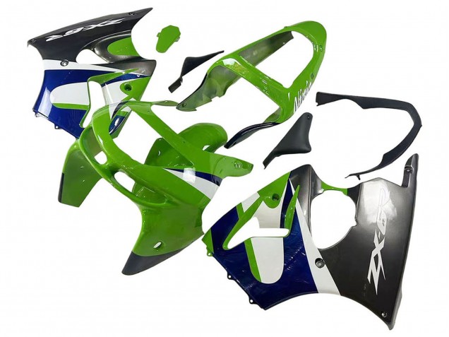 Carenados Moto Kawasaki ZX6R 1998-1999 - Verde Blanco Azul Plata Negro Brillante