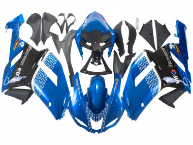 Carenados Moto Kawasaki ZX6R 2007-2008 - Negro Azul Elf
