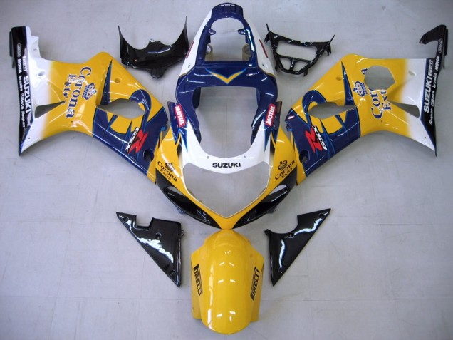 Carenados Moto Suzuki GSXR1000 2000-2002 - Amarillo Azul Oscuro Blanco Motul Corona