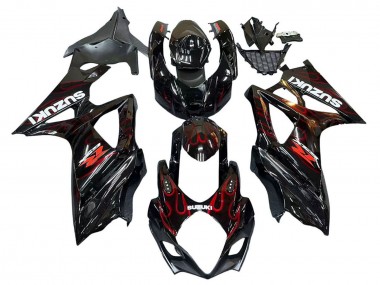 Carenados Moto Suzuki GSXR 1000 2007-2008 - Negro Rojo Llama