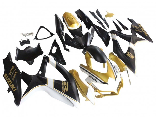Carenados Moto Suzuki GSXR 600 / GSXR 750 2008-2010 - Negro Mate Blanco Oro