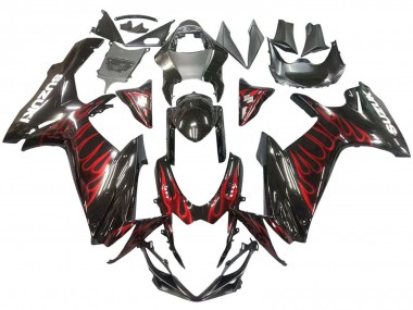 Carenados Moto Suzuki GSXR 600 / GSXR 750 2011-2024 - Negro Brillante Rojo Llama