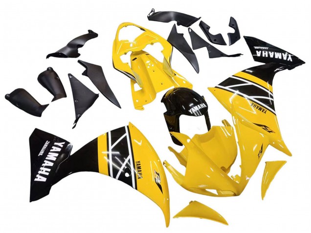 Kits Carenado Moto Yamaha YZF 1000 R1 2009-2011 - Amarillo Blanco Negro Raya