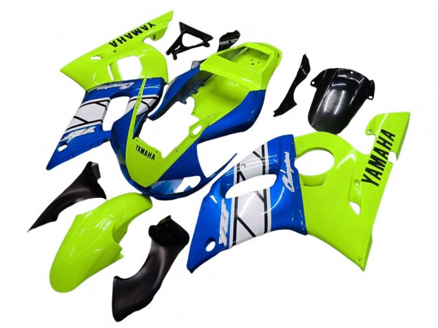 Carenados Moto Yamaha YZF 600 R6 1998-2002 - Neon Verde Azul Blanco Champions