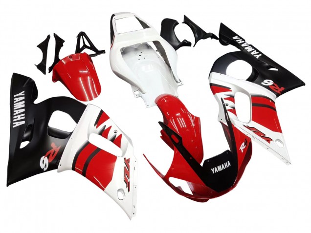 Carenados Moto Yamaha YZF 600 R6 1998-2002 - Blanco Rojo Negro Brillante