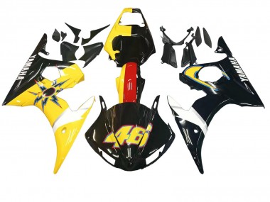 Carenados Moto Yamaha YZF R6 2003-2004 - Amarillo Rojo Negro Brillante 46