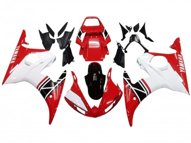 Carenado Moto Yamaha YZF R6 2003-2004 - Blanco Rojo Negro Brillante