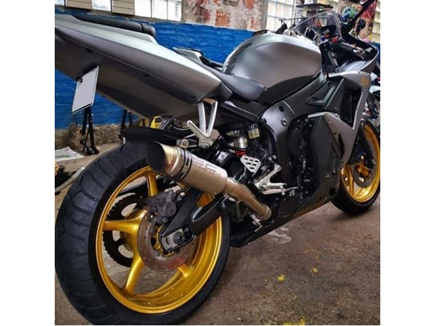 Carenados Moto Yamaha YZF R6 2003-2004 - Gris Mate Negro Mate Oro Calcomanías