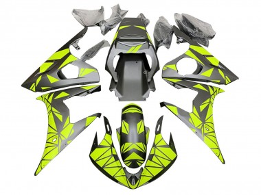 Carenados Moto Yamaha YZF R6S 2006-2009 - Neon Verde Negro Mate Geométrico