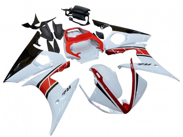 Carenados Moto Yamaha YZF R6S 2006-2009 - Blanco Rojo Negro Brillante