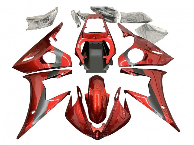 Carenado Moto Yamaha YZF R6 2003-2004 - Rojo Negro Mate