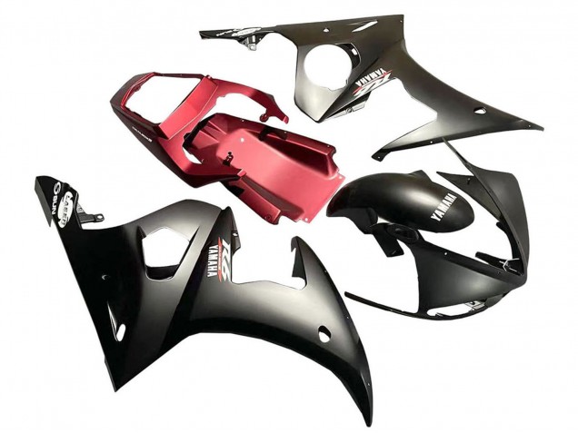 Carenado Moto Yamaha YZF 600 R6 2005 - Negro Mate Rojo
