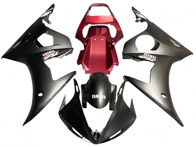 Carenado Moto Yamaha YZF 600 R6 2005 - Negro Mate Rojo