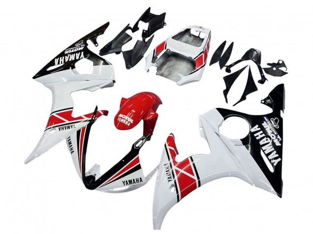 Carenados Moto Yamaha YZF 600 R6 2005 - Blanco Negro Rojo Motul