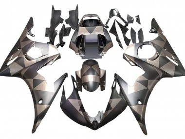 Carenados Moto Yamaha YZF 600 R6 2005 - Negro Mate Gris Geométrico