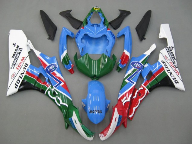 Carenados Moto Yamaha YZF 600 R6 2006-2007 - Azul Verde Blanco Rojo Dunlop Michelin Motul