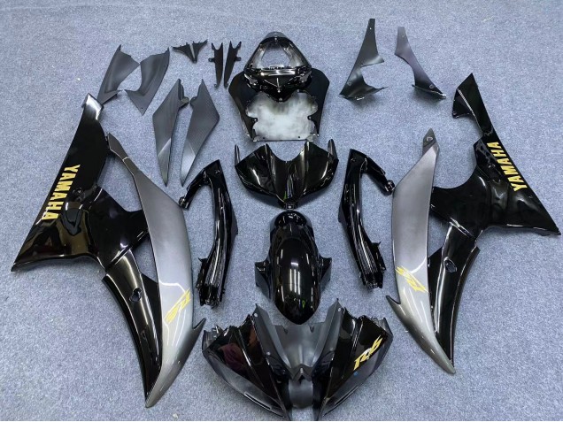 Carenados Moto Yamaha YZF 600 R6 2006-2007 - Plata Negro Brillante Oro Calcomanías