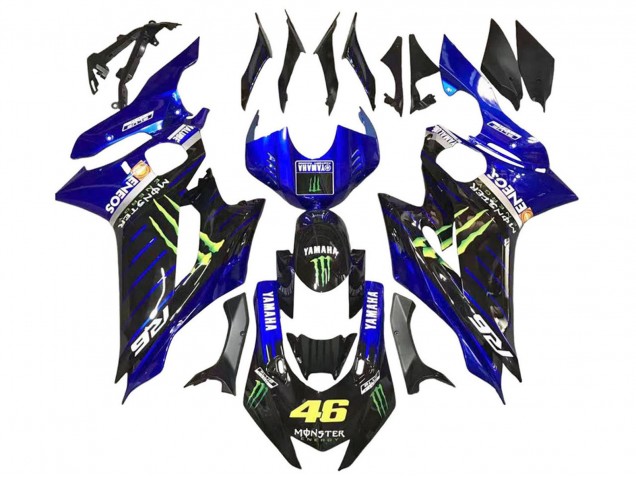 Carenados Moto Yamaha YZF 600 R6 2017-2023 - Azul Negro Brillante Verde Monstruo ENEOS Yamalube