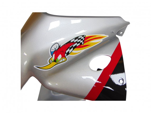 Carenados Moto Honda VTR1000 2000-2006 - Plata Rojo Negro Raya Carrera