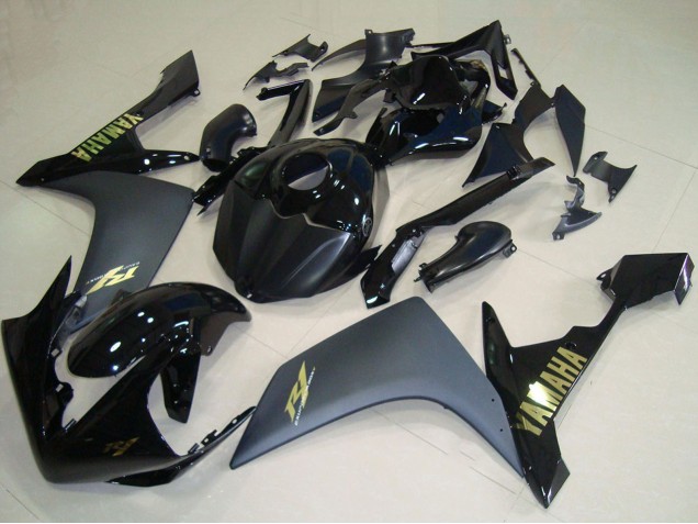Carenados Moto Yamaha YZF R1 2007-2008 - Negro Brillante Negro Mate Oro