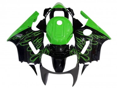 Carenados Moto Kawasaki ZX12R  2000-2001 - Negro Brillante Verde Llama