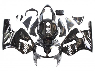 Carenados Moto Kawasaki ZX12R 2000-2001 - Negro Brillante Blanco Elf Nieve