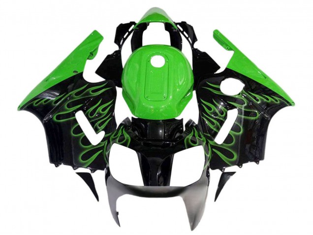 Carenados Moto Kawasaki ZX12R 2002-2006 - Negro Brillante Verde Llama