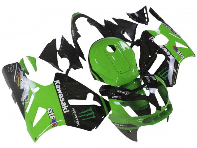 Carenado Moto Kawasaki ZX12R 2002-2006 - Verde Negro Brillante Elf Touch4 Monstruo