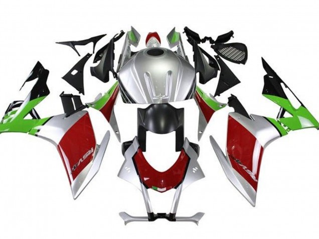 Carenados Moto Aprilia RSV4 1000 2009-2015 - Plata Negro Rojo Verde