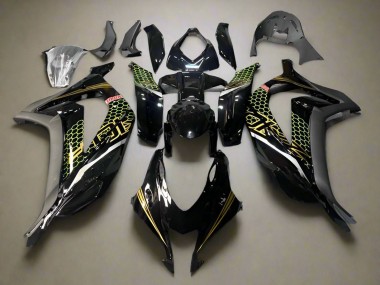 Carenados Moto Kawasaki ZX10R 2016-2020 - Negro Brillante Oro Honeycomb