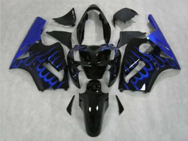 Carenado Moto Kawasaki ZX12R 2002-2006 - Negro Brillante Azul Llama