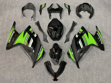 Carenados Moto Kawasaki EX300 2013-2017 - Negro Brillante Verde Blanco Raya