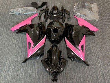 Carenados Moto Kawasaki EX300 2013-2017 - Negro Brillante Rosa Blanco Raya