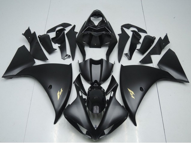 Carenados Moto Yamaha YZF R1 2012-2014 - Negro Brillante Negro Mate Oro Calcomanías