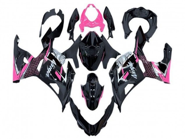 Carenado Moto Kawasaki Ninja 400 2018-2024 - Negro Brillante Rosa Blanco