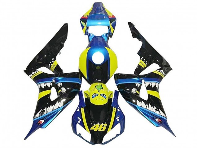 Carenados Moto Honda CBR1000RR 2006-2007 - Azul Amarillo Negro Brillante Tiburón 46