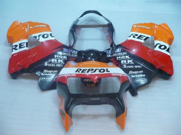 Carenados Moto Honda VFR 800 1998-2001 - Naranja Blanco Rojo Negro Repsol