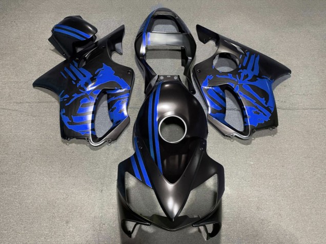 Carenados Moto Honda CBR600 F4i 2001-2003 - Azul Negro Mate Cráneo