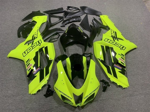 Carenados Moto Kawasaki ZX6R 2007-2008 - Neon Amarillo Negro Icon