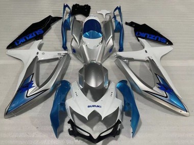 Carenados Moto Suzuki GSXR 600 / GSXR 750 2008-2010 - Blanco Plata Azul Claro Negro