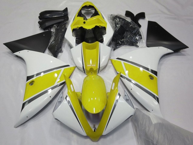 Carenados Moto Yamaha YZF 1000 R1 2009-2011 - Blanco Amarillo Negro Mate