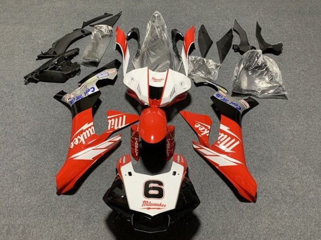 Carenados Moto Yamaha YZF 1000 R1 2015-2019 - Blanco Rojo Negro Milwaukee